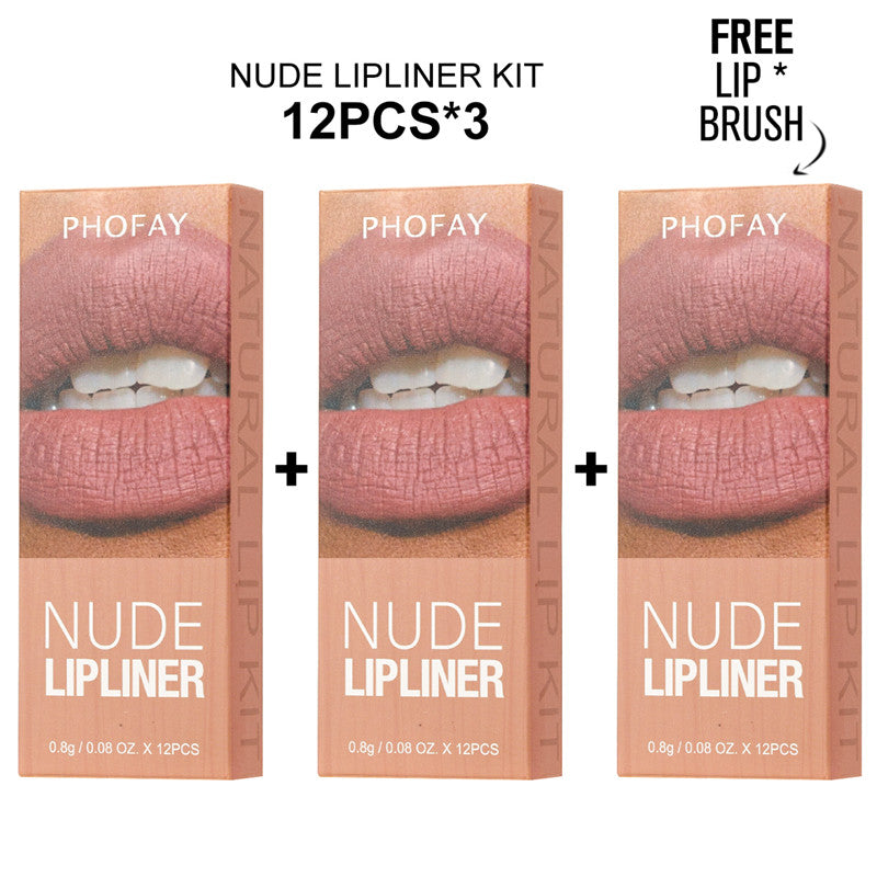 PHOFAY Nude Lipliner Kit – 12 Shades