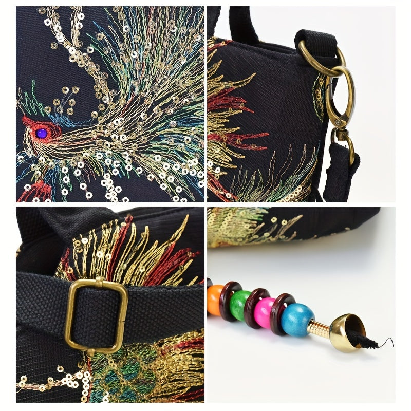 [Fashion Satchel] Retro Style Wo 'S Embroidered Satchel Bag | Fashion Double Handle Purse with Removable Strap