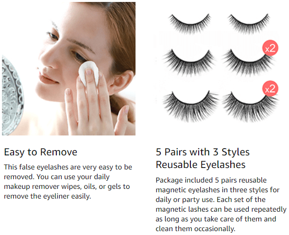 5 Pairs Magnetic Eyelashes And Eyeliner Kit Reusable 3D Magnetic False Lashes Extension No Glue Needed - Eyes Makeup Sets for Mother