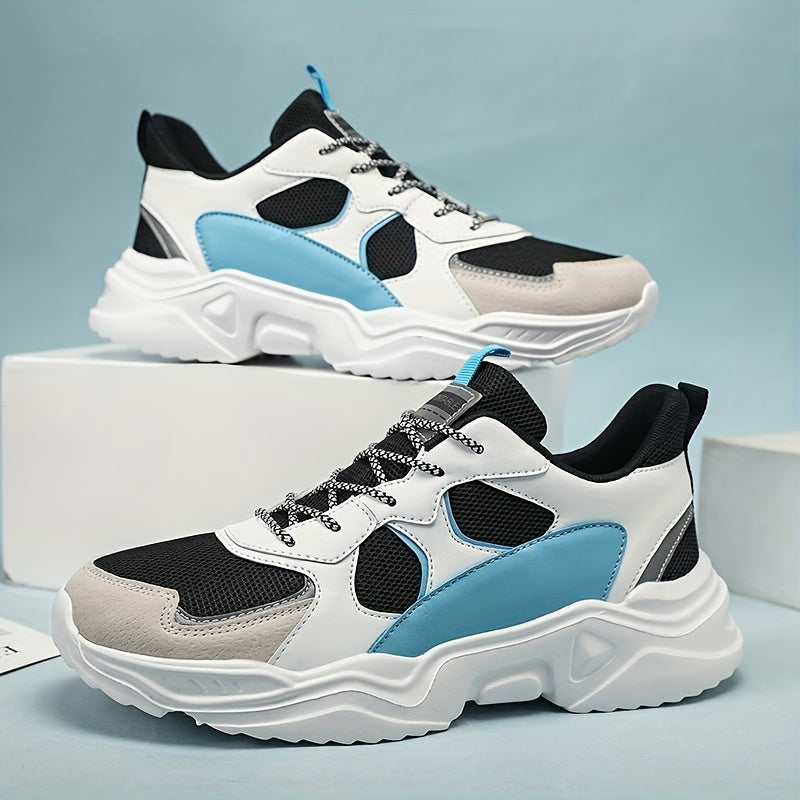 Men's Fashion Platform Sneakers - Casual Athletic Dad Shoes, Height-Increasing Breathable Mesh, Anti-Slip EVA Sole, Suitable for Running and Outdoor Activities, Thick-Soled Walking Shoes