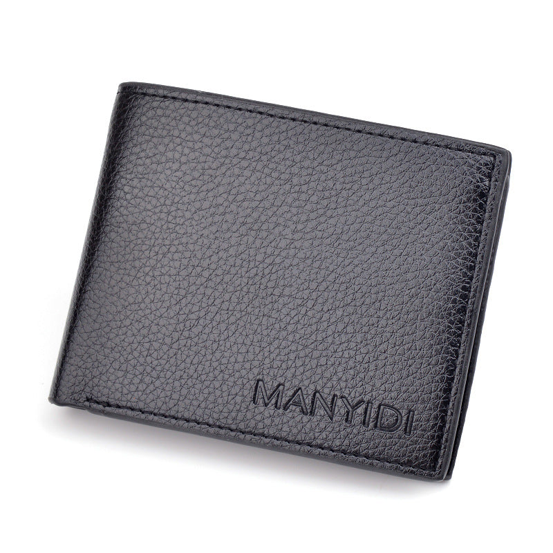 New wallet short men's driver's license thin wallet 30% discount horizontal business casual litchi pattern retro soft wallet