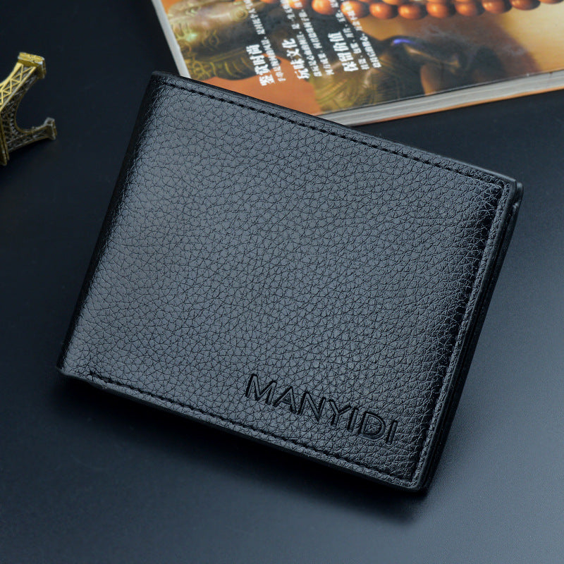 New wallet short men's driver's license thin wallet 30% discount horizontal business casual litchi pattern retro soft wallet