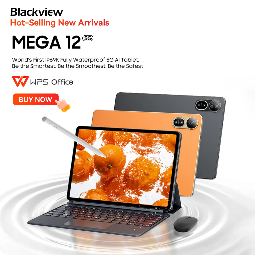 Blackview Active 12 Pro Rugged Tablet Android 15, Dimensity 7300 5G Pad 11 inch Widevine L1 Autofocus Projector, 16GB+ 1TB 30000mAh Tablet Phone 5G Calling