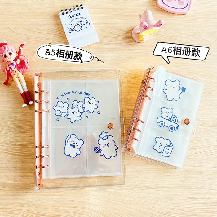 Wholesale  A6 A5  Clear Soft PVC Notebook Binder Loose Leaf Bags Refillable Paper Translucent Binder Zipper Folders