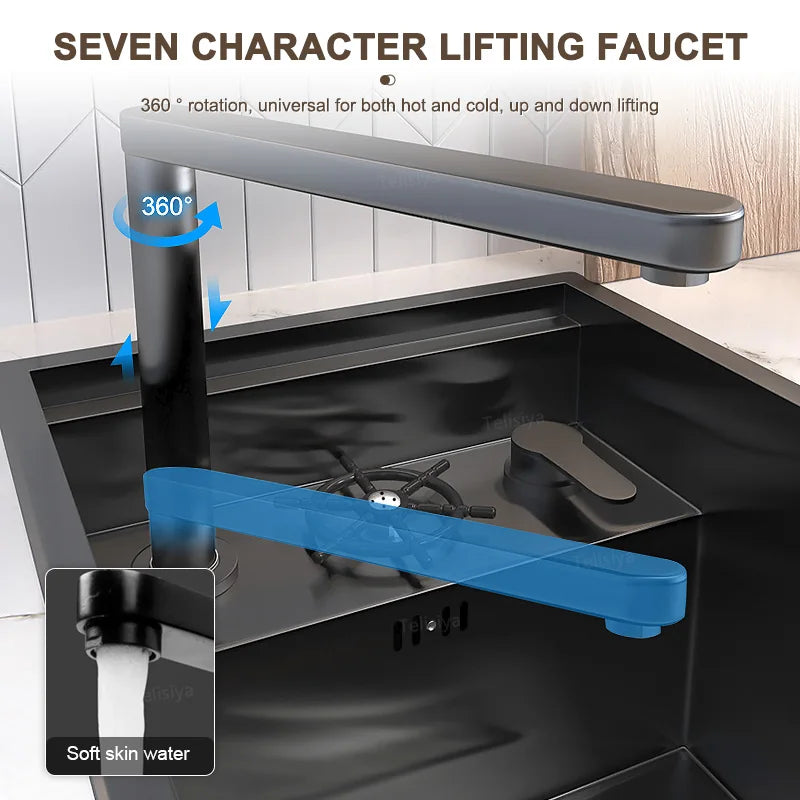 Rice Grain Emboss Stainless Steel Kitchen Sink Small Single Slot Hidden Multifunctional RV Bar Sinks With Lid Undermount Basin