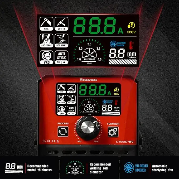 Decapower LITEARC 160A Portable Stick MMA Welder IGBT Inverter Auto Darkening Helmet Overseas Stock & Fast Ship