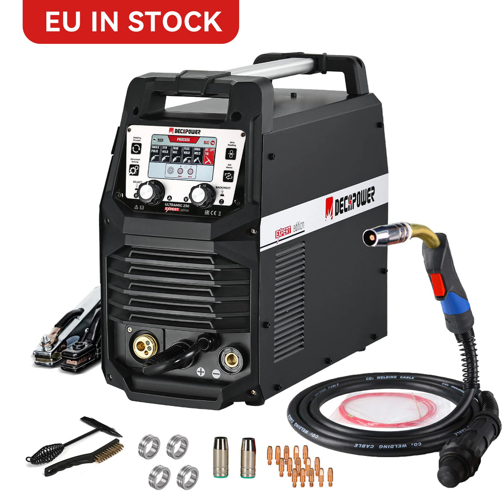 DECAPOWER ULTRAMIG 230 Fast Shipping 220V Synergic Pulse Gas Gasless MIG ARC Lift TIG IGBT Inverter Welding Machine