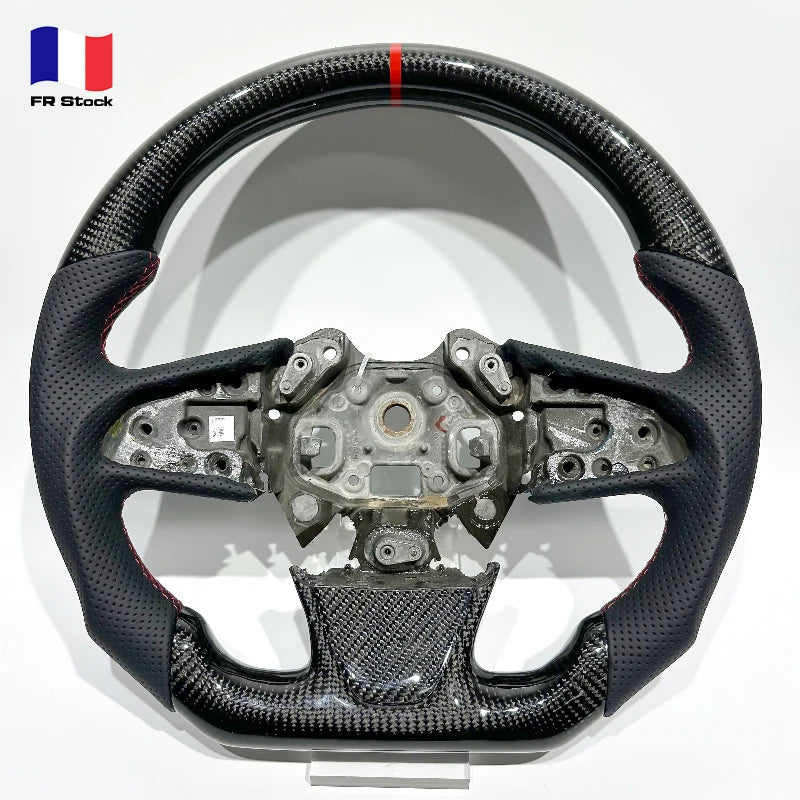 High-quality Glossy Carbon Fiber Perforated Leather Car Steering Wheel for Renault Megane 4