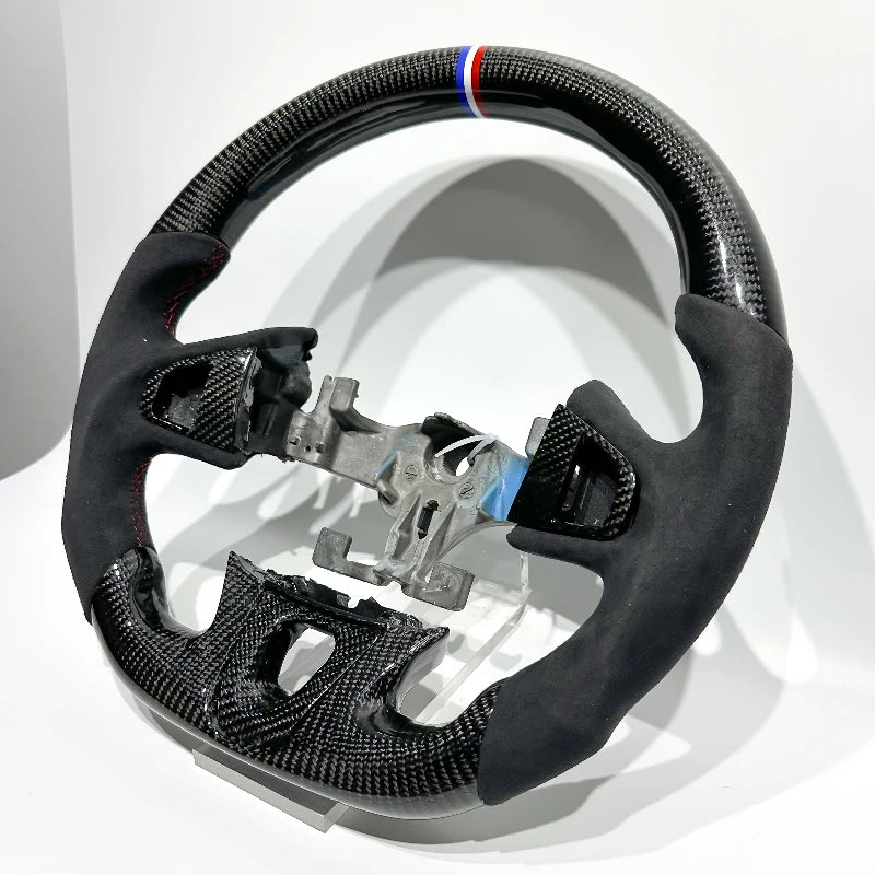 In Stock Flat-bottomed Sporty Glossy Carbon Fiber Sude Car Steering Wheel for Renault Megane 3 3RS