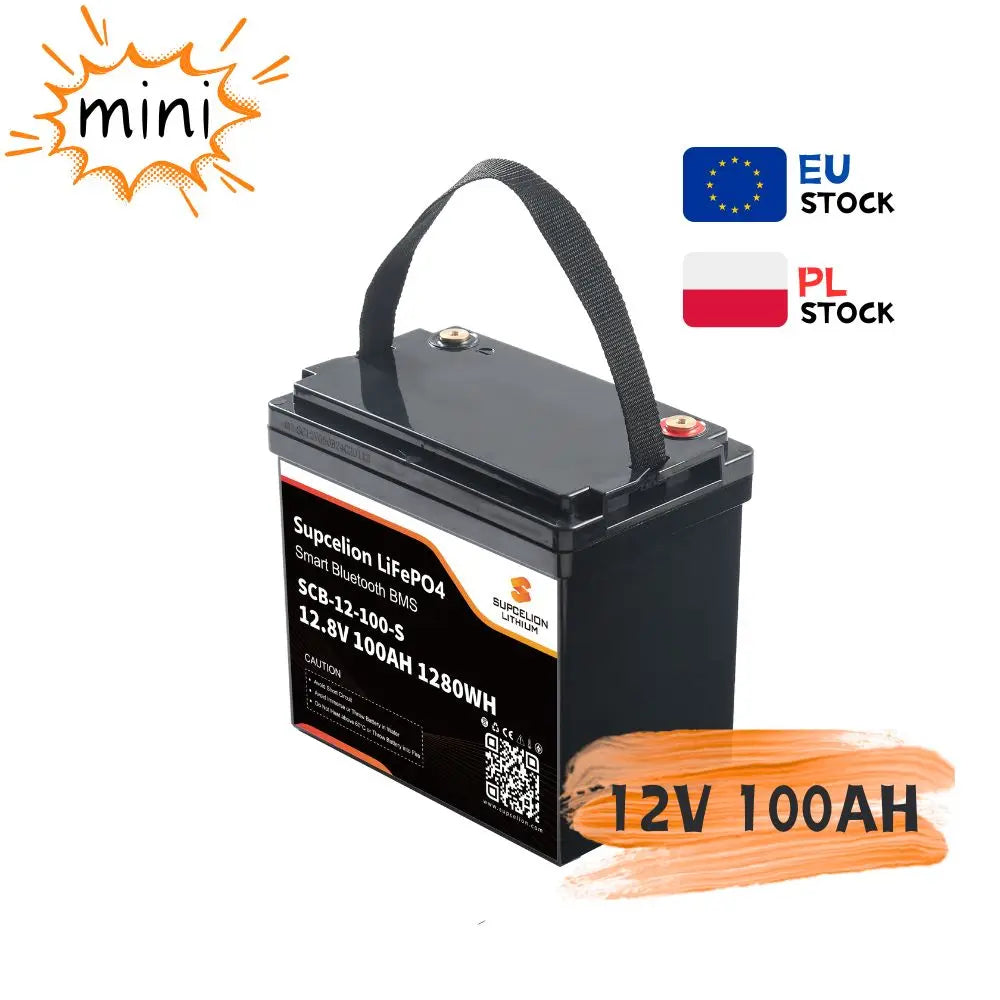 12V 100Ah LiFePO4 Battery, Small Size with Bluetooth, 4000+ Cycles Lithium Ion Battery Pack for Solar/RV/Marine Backup
