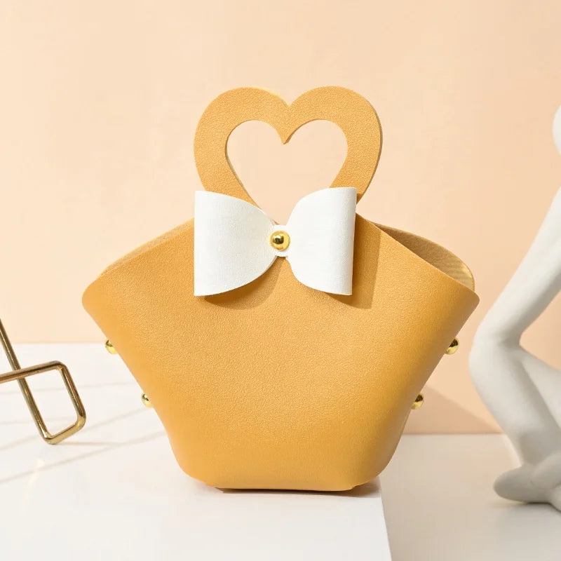 Chinese Manufacturers 6*5*10.5cm Yiwu Wholesales Cheap Empty Souvenirs Gift Navy Blue PU Leather Candy Bags for Wedding Presents