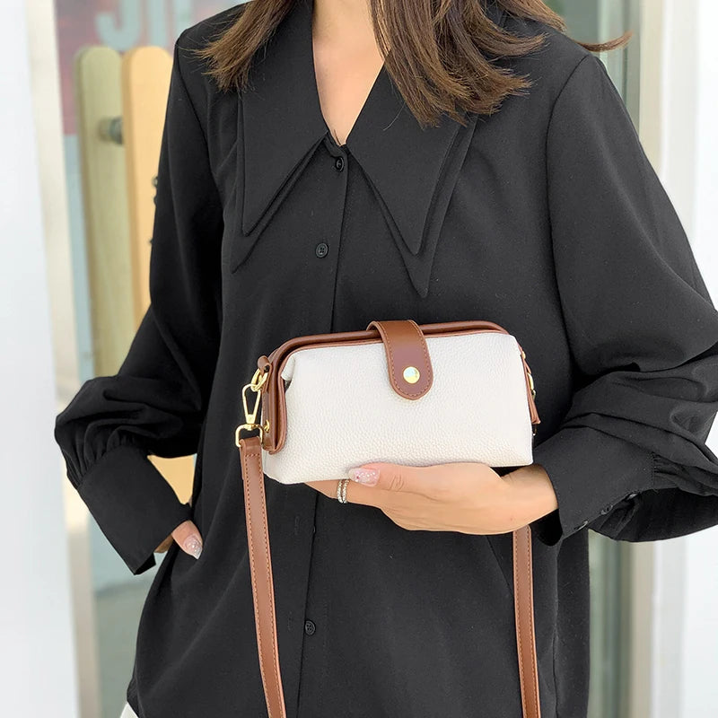 2023 Luxury Solid Color Cow Leather Handbag - High Quality Women Crossbody Shoulder Bags