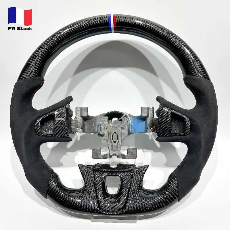 In Stock Flat-bottomed Sporty Glossy Carbon Fiber Sude Car Steering Wheel for Renault Megane 3 3RS