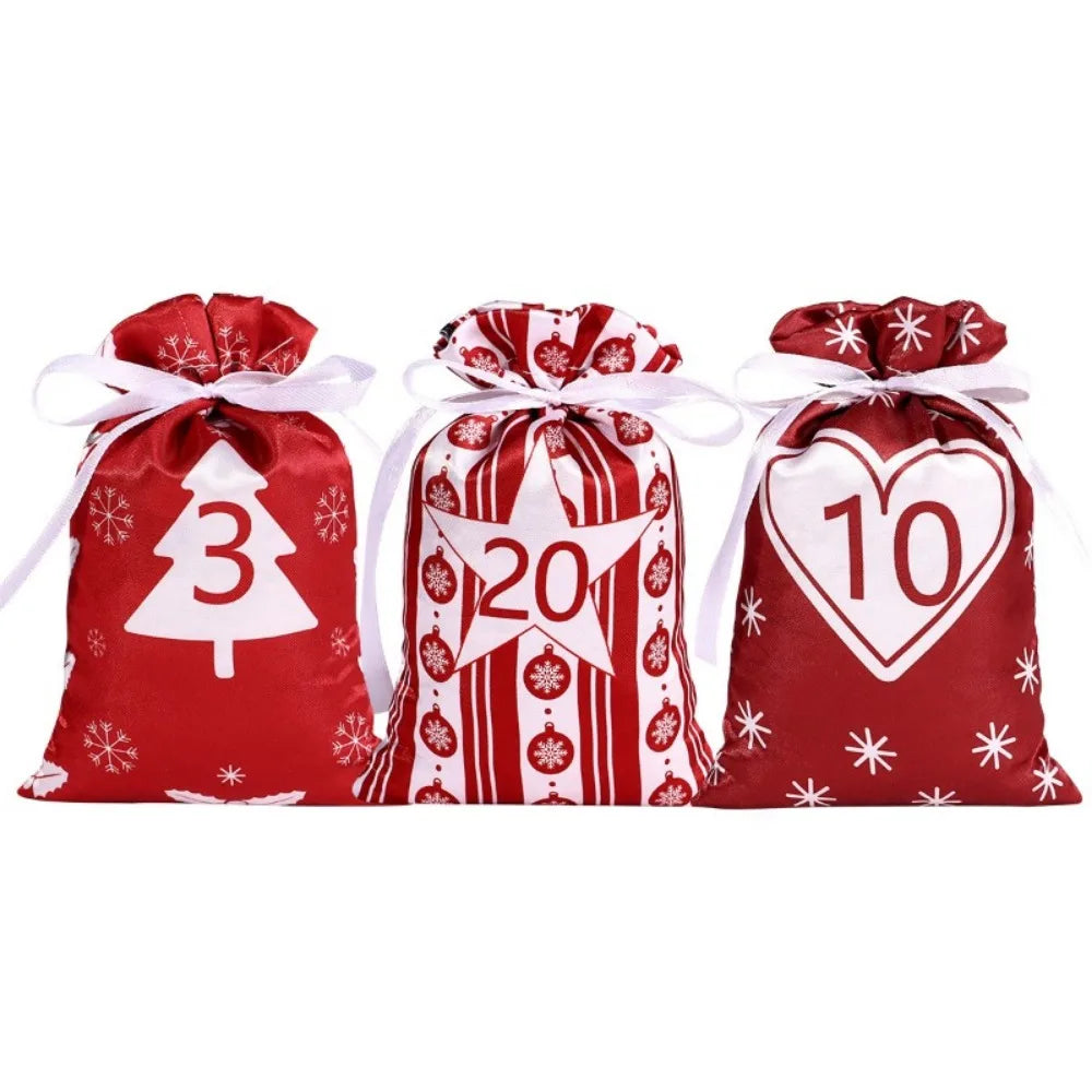 270096 Reusable Advent Calendar Hanging Burlap Bags Home Christmas Decorations Fill Wall for Kids & Family Made of Linen & Jute