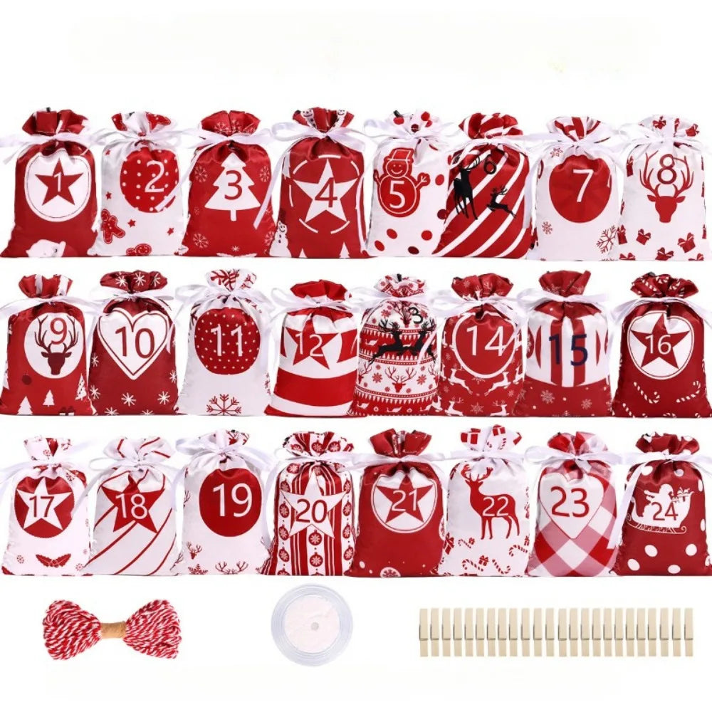 270096 Reusable Advent Calendar Hanging Burlap Bags Home Christmas Decorations Fill Wall for Kids & Family Made of Linen & Jute
