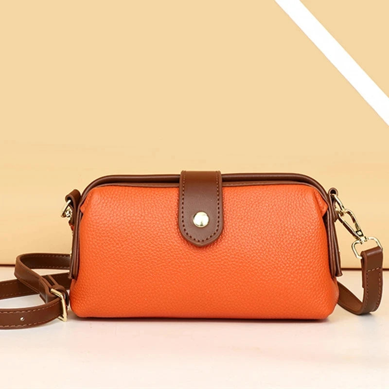 2023 Luxury Solid Color Cow Leather Handbag - High Quality Women Crossbody Shoulder Bags
