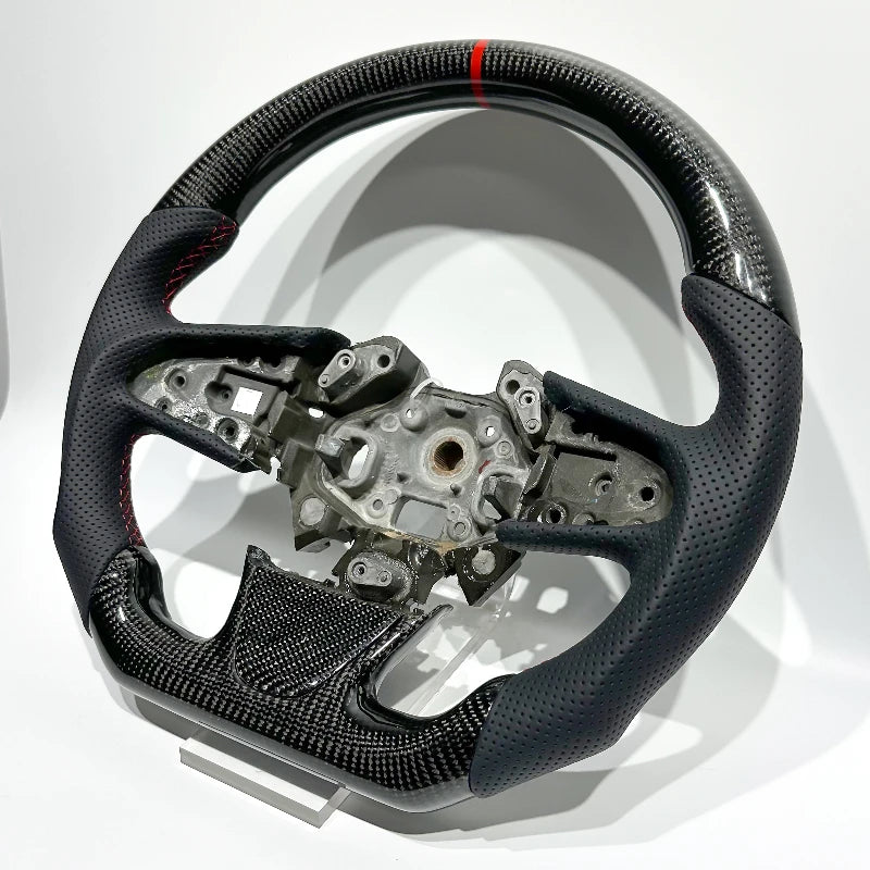 High-quality Glossy Carbon Fiber Perforated Leather Car Steering Wheel for Renault Megane 4
