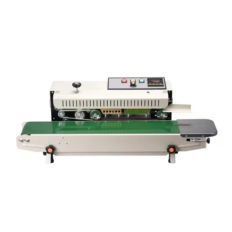 FR900 Continuous Band Sealer Automatic Horizontal Sealing Machine for Beverage and Apparel Packaging for Paper Plastic Bags