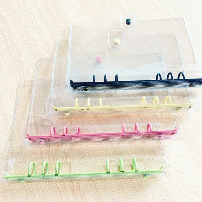 Wholesale  A6 A5  Clear Soft PVC Notebook Binder Loose Leaf Bags Refillable Paper Translucent Binder Zipper Folders