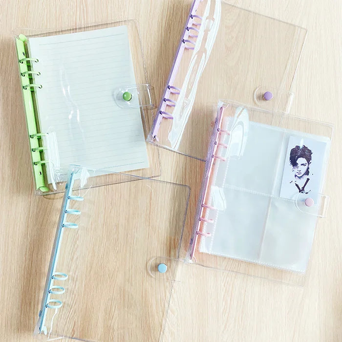 Wholesale  A6 A5  Clear Soft PVC Notebook Binder Loose Leaf Bags Refillable Paper Translucent Binder Zipper Folders