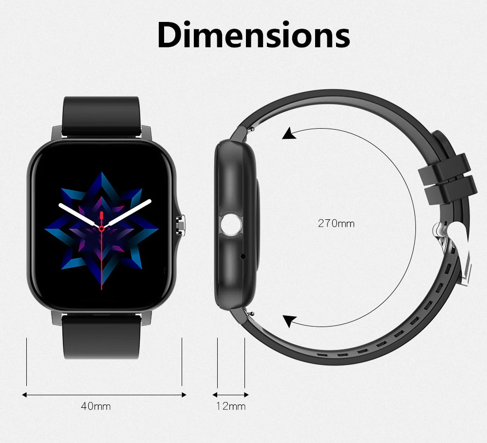 Smart watch with full touch screen, call, message reminder, music control and other functions, compatible with iPhone/android mo