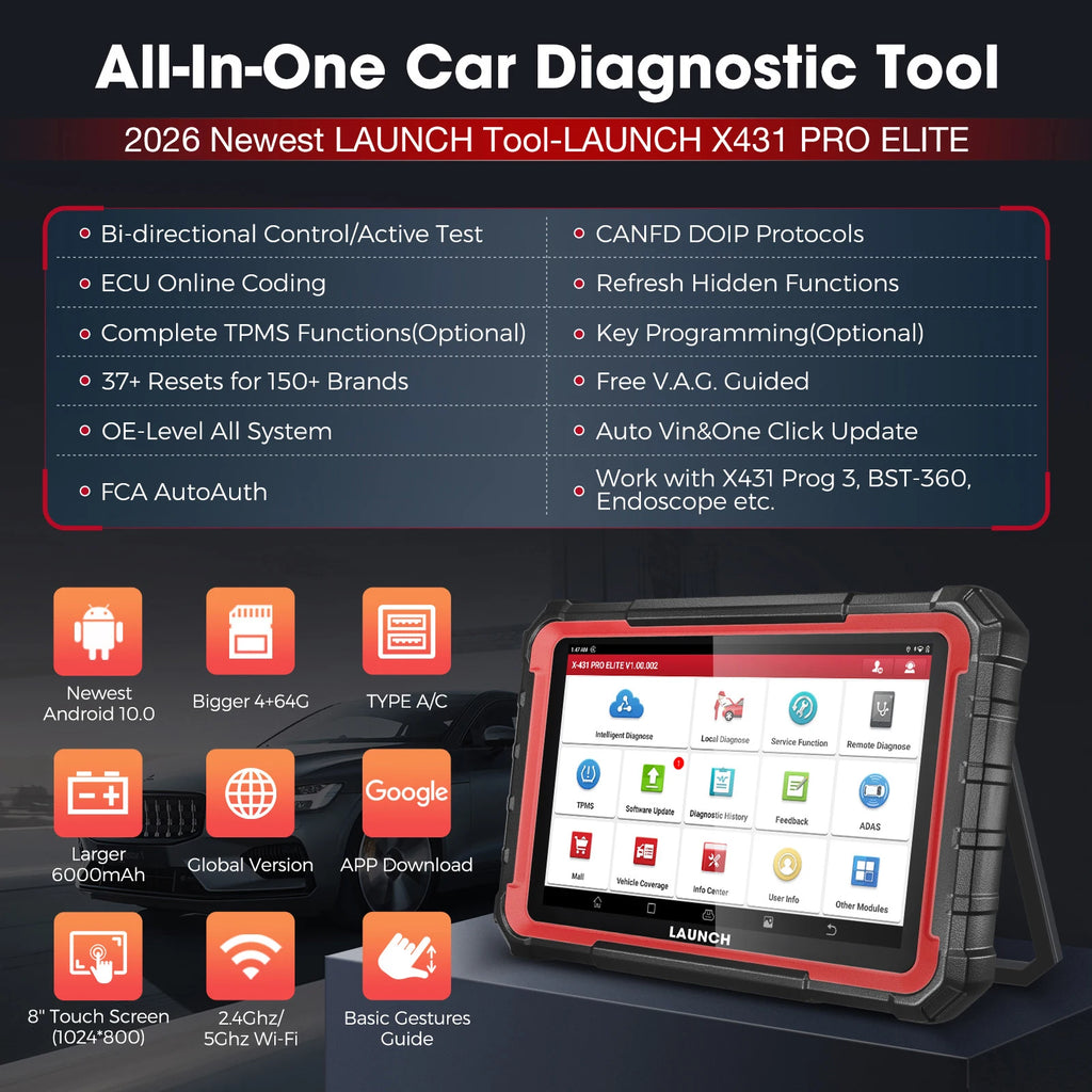 2026 Hot LAUNCH X431 PRO ELITE PROS ELITE All System Car Diagnostic Tool OBD2 Scanner with 2 Years Free Update