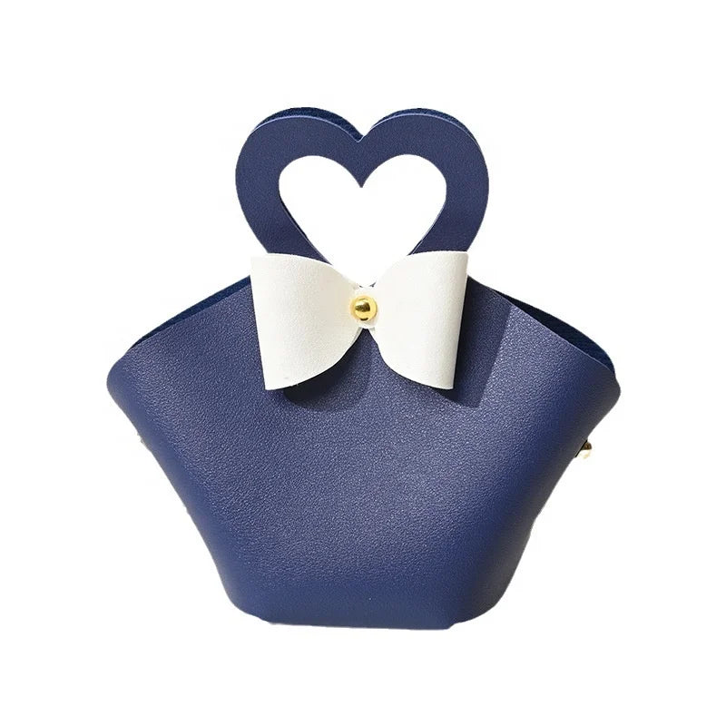 Chinese Manufacturers 6*5*10.5cm Yiwu Wholesales Cheap Empty Souvenirs Gift Navy Blue PU Leather Candy Bags for Wedding Presents