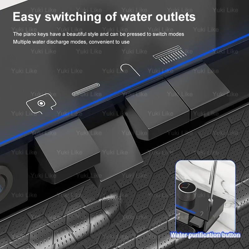 Multifunctional Stainless Steel Kitchen Sink Digital Display Faucet Stain Scratch Resistant Large Single Slot Wash Dish Basin