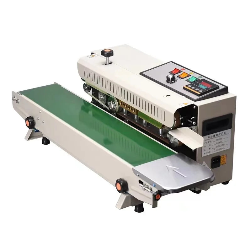 FR900 Continuous Band Sealer Automatic Horizontal Sealing Machine for Beverage and Apparel Packaging for Paper Plastic Bags