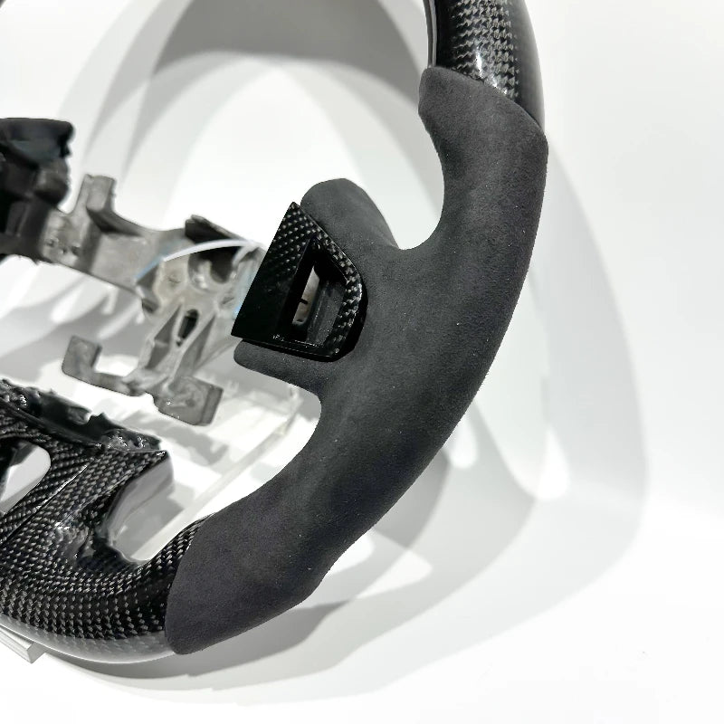 EU Warehouse Direct Shipping in Stock Flat-bottomed Sporty Glossy Carbon Fiber Suede Steering Wheel for Renault Megane 3 3RS