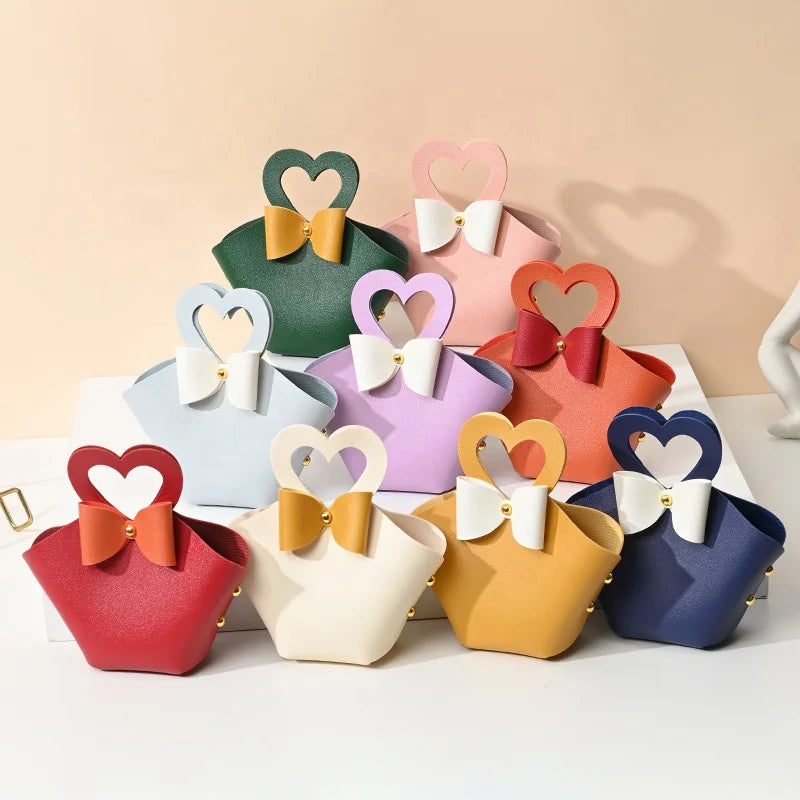 Chinese Manufacturers 6*5*10.5cm Yiwu Wholesales Cheap Empty Souvenirs Gift Navy Blue PU Leather Candy Bags for Wedding Presents