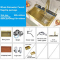 Multifunctional Stainless Steel Kitchen Sink Digital Display Faucet Stain Scratch Resistant Large Single Slot Wash Dish Basin