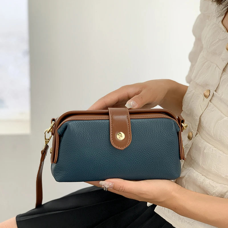 2023 Luxury Solid Color Cow Leather Handbag - High Quality Women Crossbody Shoulder Bags