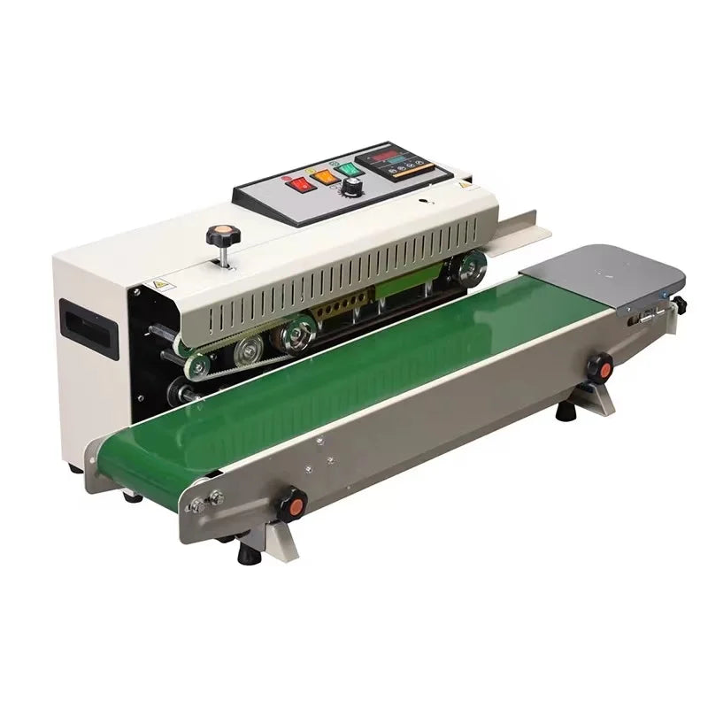 FR900 Continuous Band Sealer Automatic Horizontal Sealing Machine for Beverage and Apparel Packaging for Paper Plastic Bags