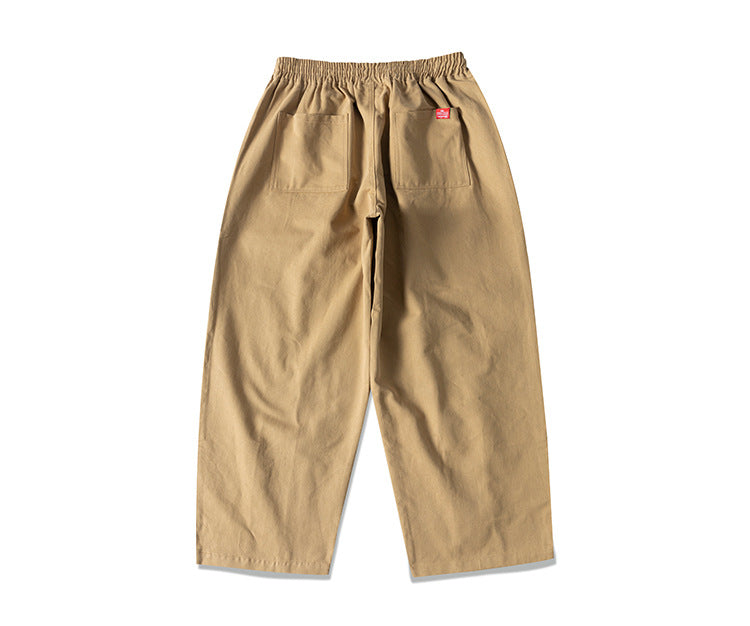 100% Cotton Fine Twill Cargo Pants Men's Loose Wide-Leg Basic Japanese Style Retro Casual Versatile Pants