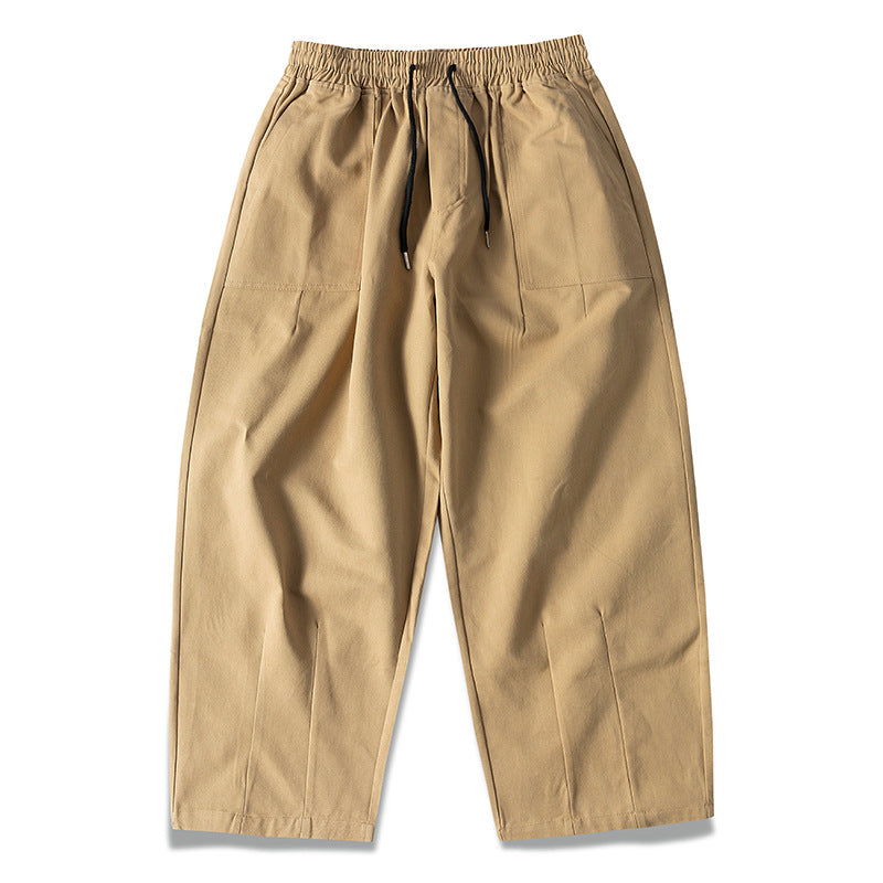 100% Cotton Fine Twill Cargo Pants Men's Loose Wide-Leg Basic Japanese Style Retro Casual Versatile Pants