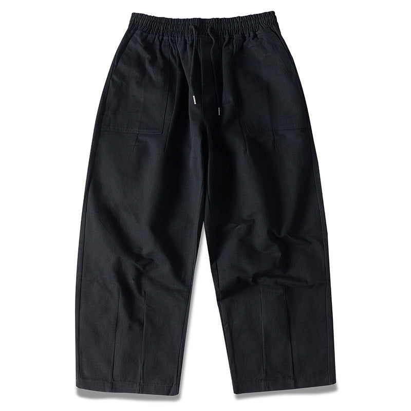 100% Cotton Fine Twill Cargo Pants Men's Loose Wide-Leg Basic Japanese Style Retro Casual Versatile Pants