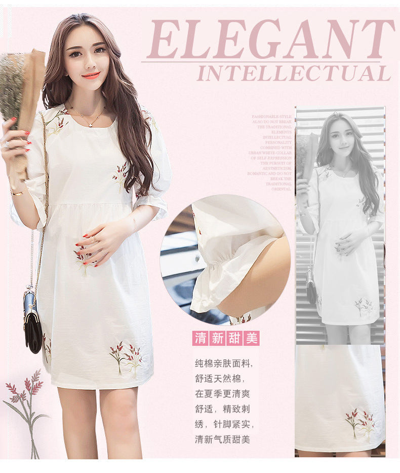 Pregnant Women's dress Summer Short Medium-length Dress 2023 Summer New Korean Style Loose plus size Belly Covering Dress for Pregnant Women