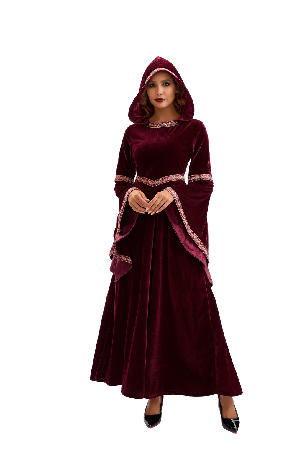 2025 Halloween Family Costume Performance Costume Party Performance Costume Adult European Medieval Burgundy Vampire