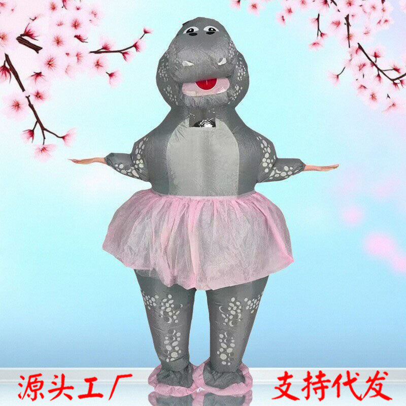 Cross-Border Popular Halloween Creative Cartoon Toys Party Activities Cute Animal Props Hippo Inflatable Costumes