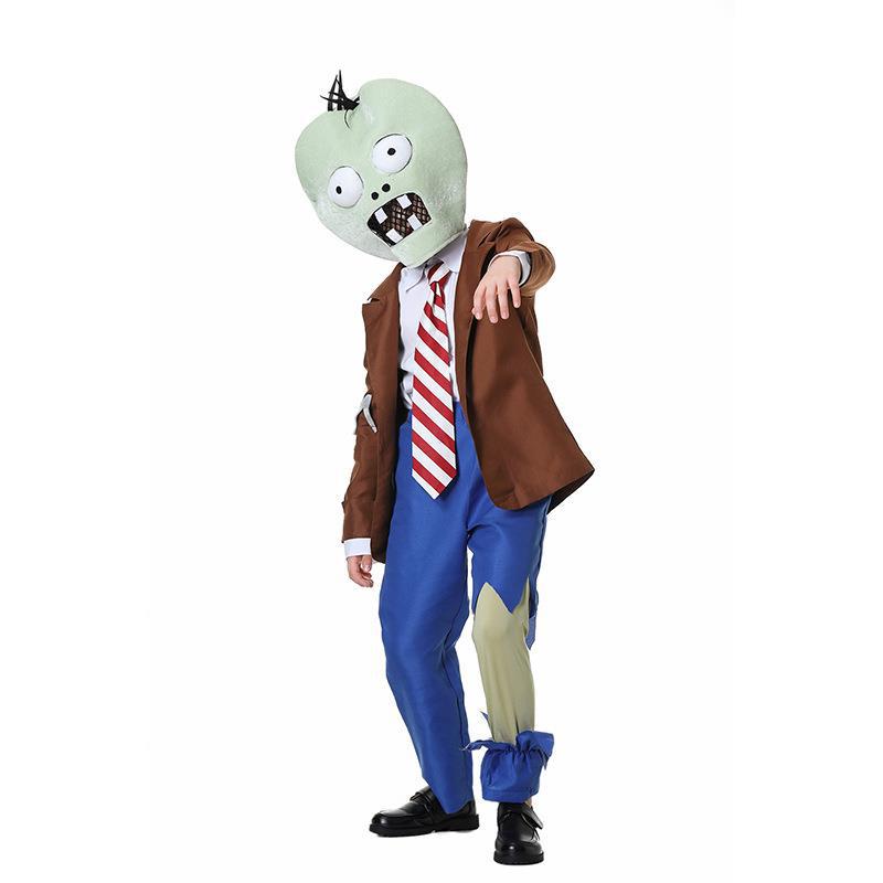 Foreign trade European and American children's men's Halloween cos clothes retro Plants vs Zombies cosplay costume suit