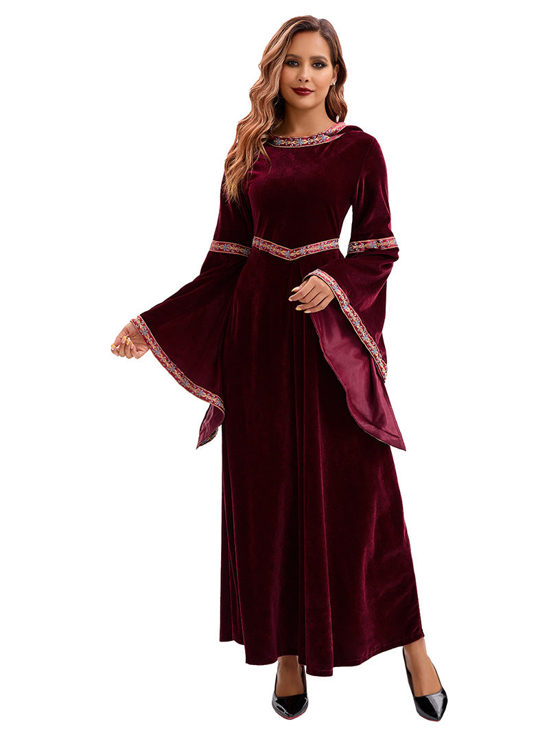 2025 Halloween Family Costume Performance Costume Party Performance Costume Adult European Medieval Burgundy Vampire