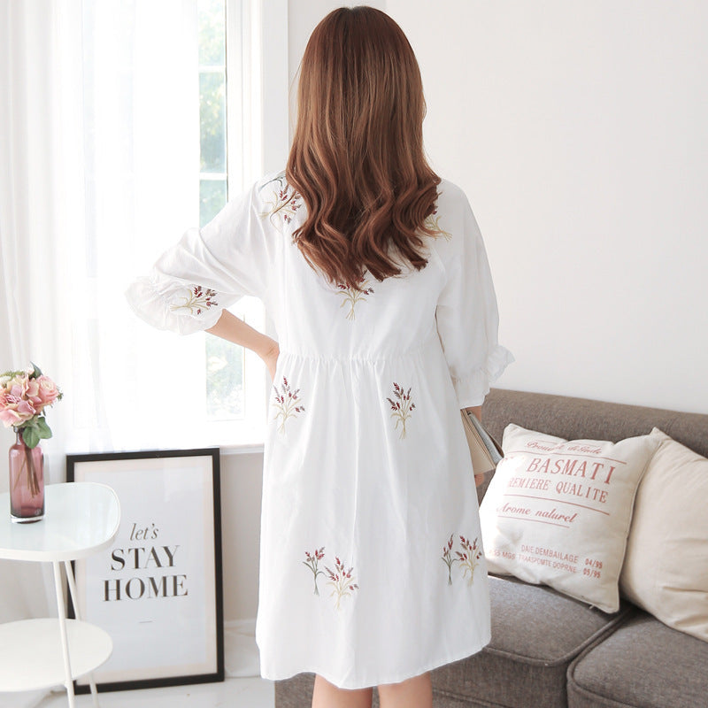 Pregnant Women's dress Summer Short Medium-length Dress 2023 Summer New Korean Style Loose plus size Belly Covering Dress for Pregnant Women