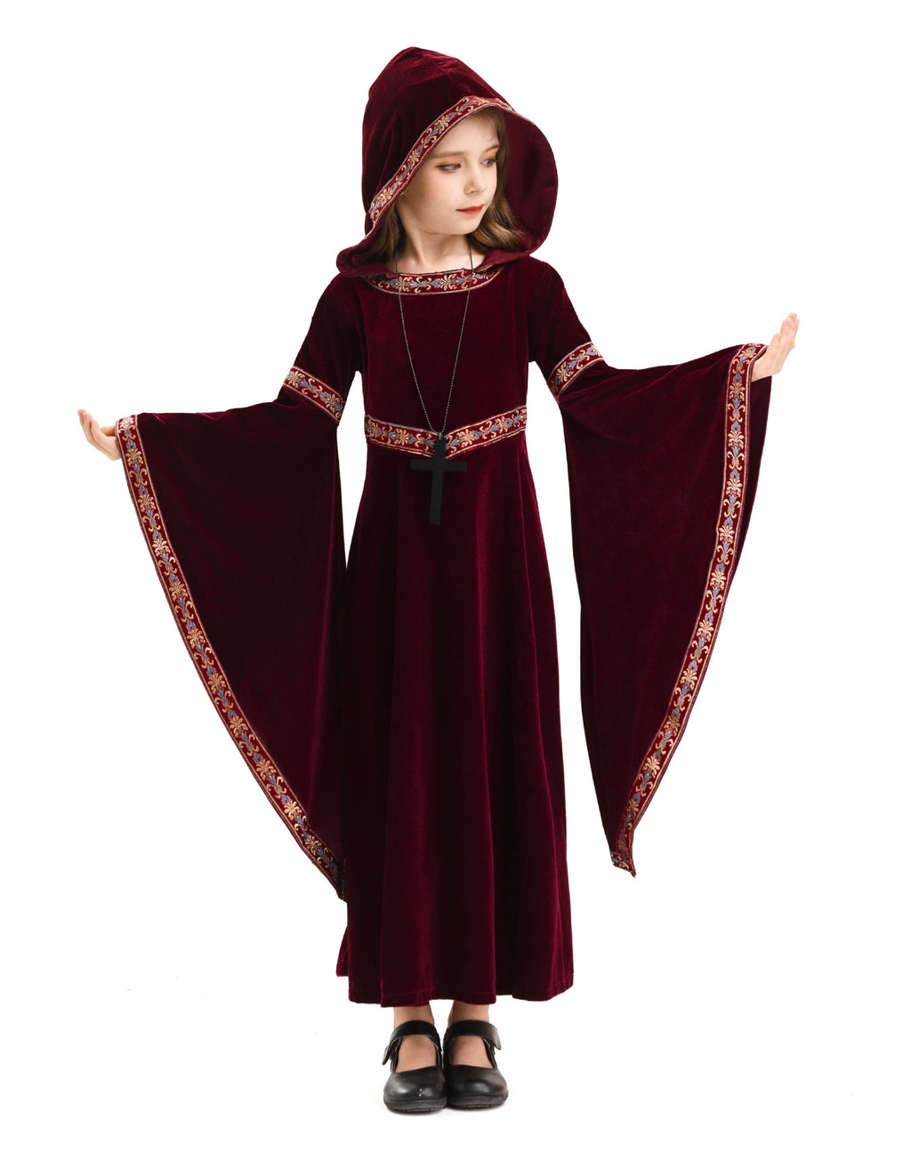 2025 Halloween Family Costume Performance Costume Party Performance Costume Adult European Medieval Burgundy Vampire