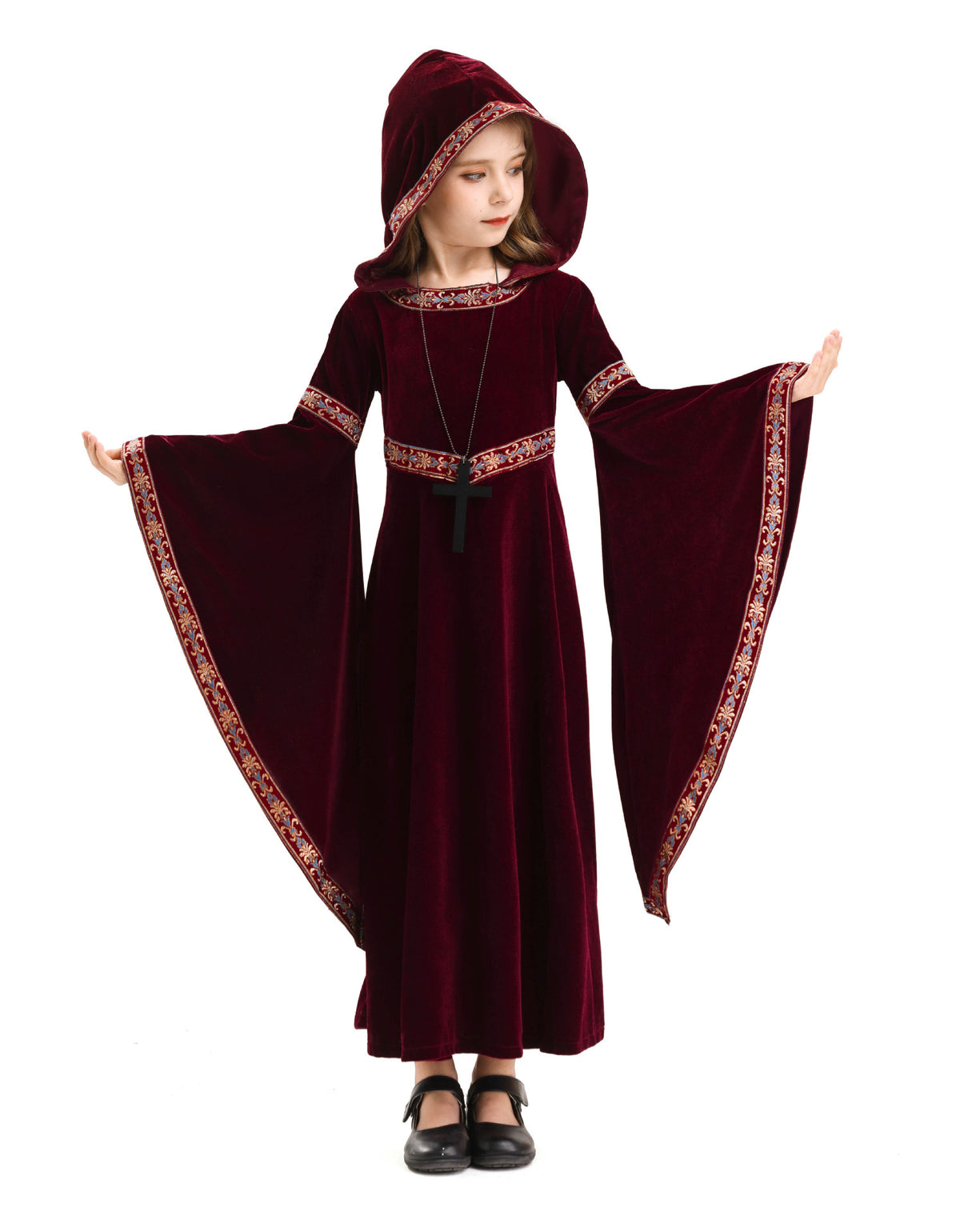 2025 Halloween Family Costume Performance Costume Party Performance Costume Adult European Medieval Burgundy Vampire
