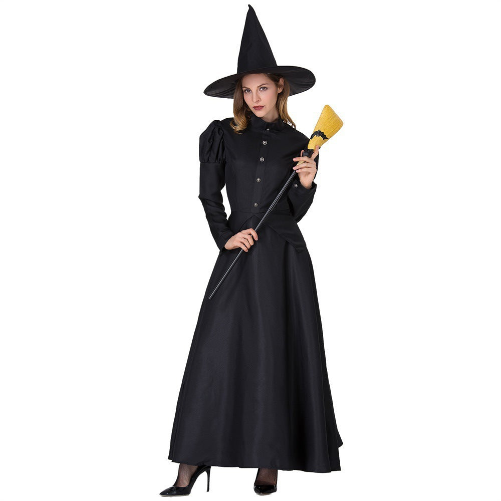 Amazon Halloween Stage Performance Cosplay Black Witch Magician Role-Playing Family Costumes