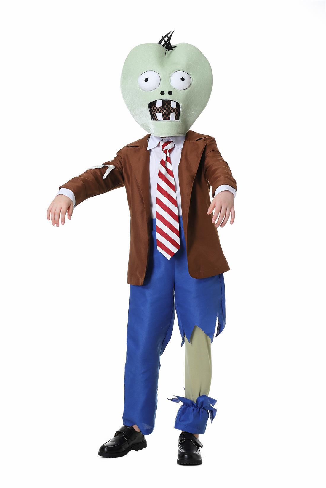 Foreign trade European and American children's men's Halloween cos clothes retro Plants vs Zombies cosplay costume suit