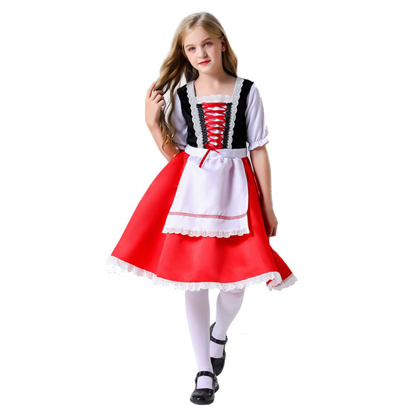 European and American Kidsren's Halloween Little Red Riding Hood Costumes Cosplay Performance Costumes Princess Skirt Dress Suit