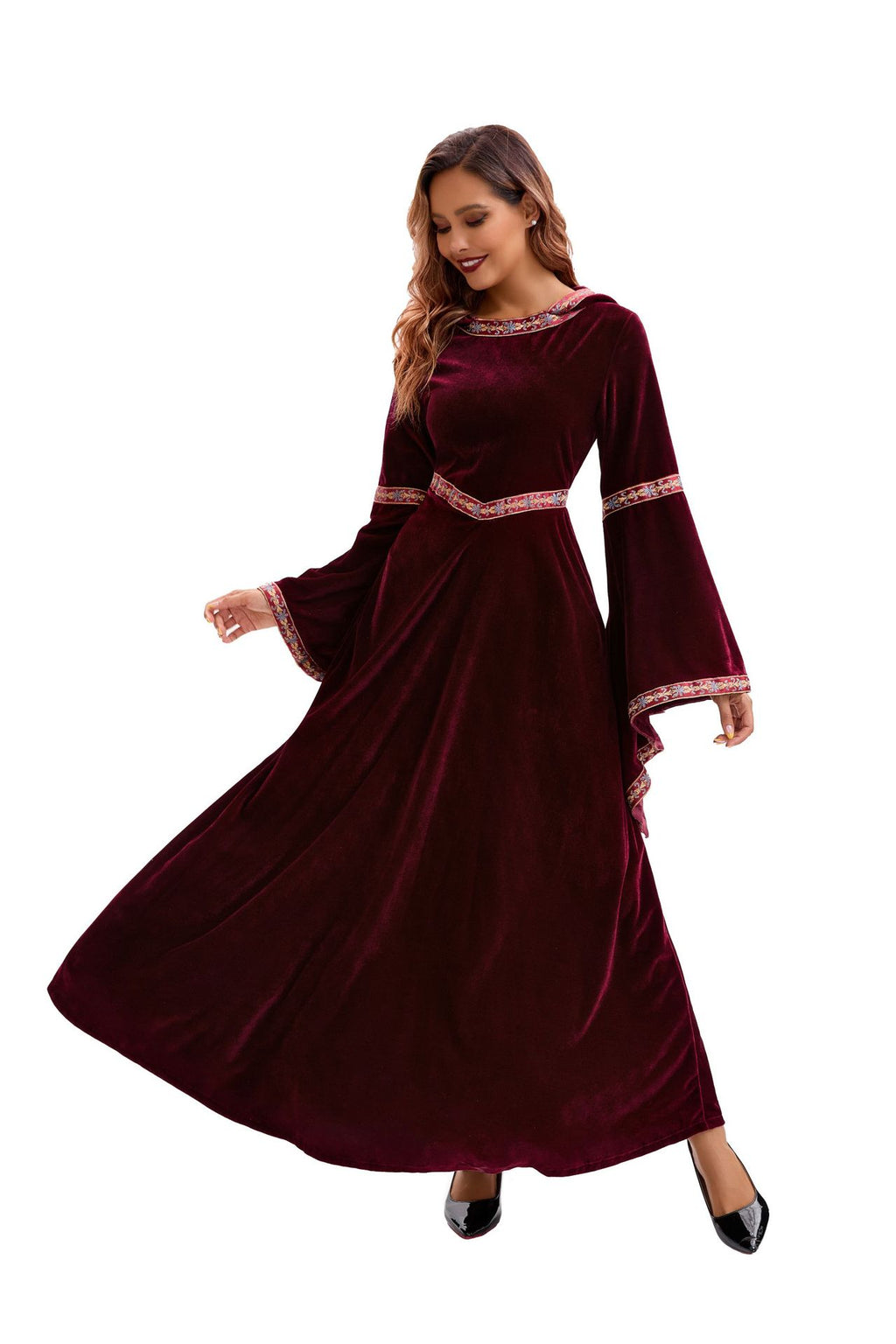 2025 Halloween Family Costume Performance Costume Party Performance Costume Adult European Medieval Burgundy Vampire