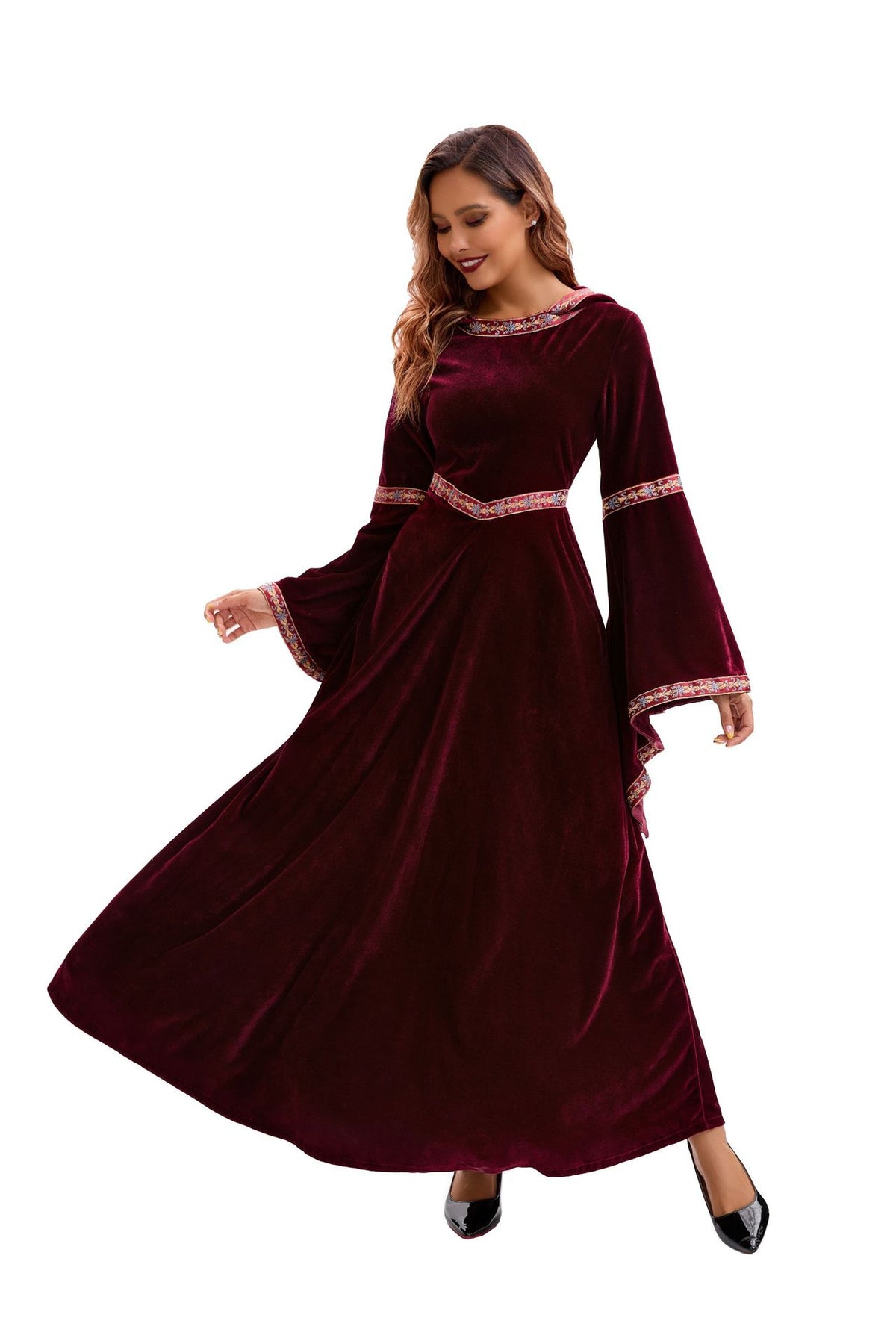 2025 Halloween Family Costume Performance Costume Party Performance Costume Adult European Medieval Burgundy Vampire